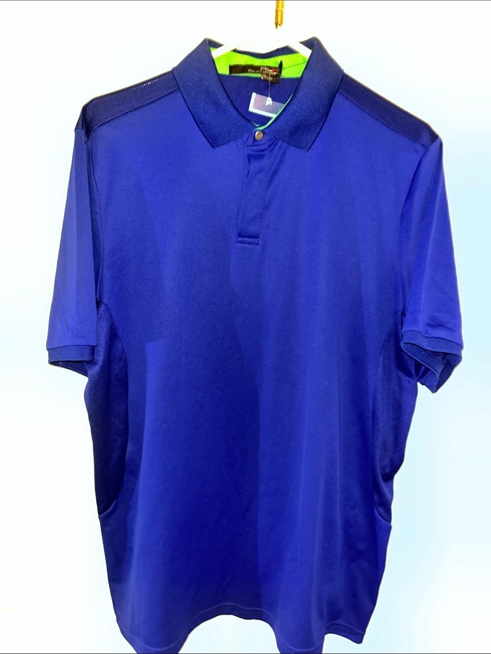 New Blue RLX Polo Ralph Lauren Snap Yoke NO LOGO Golf Polo Shirt L Classic Fit B